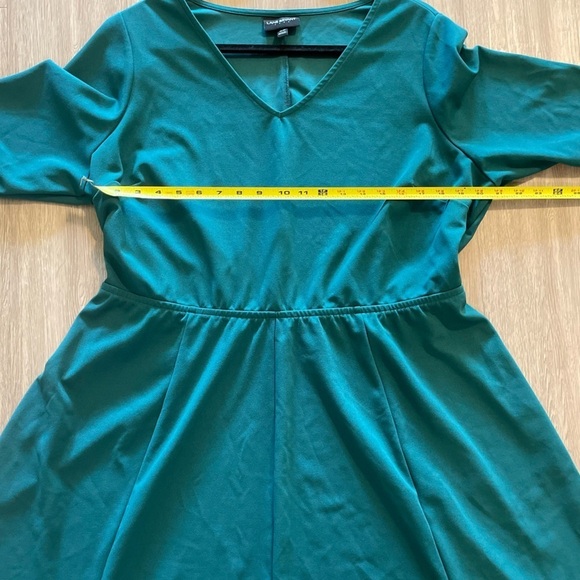 Lane Bryant Women’s Midi Dress Size 20 Green Ruched Waist 3/4 Sleeve Pull Over - Picture 9 of 14